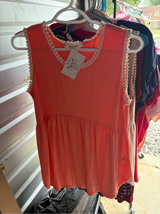 Zenana Outfitters Tops - Zenana Outfitters Coral Crochet-Trim Sleeveless Tank